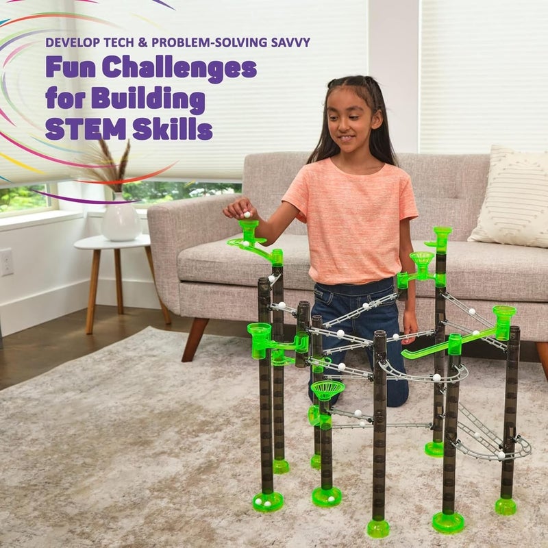 Marble Genius Marble Rails Super Set, 325 Piece Marble Run for Kids 8+ (45 Marbles, 15 Rail Pieces, 10 Base Pieces & More), STEM, Full-Color Instructions, Great for Kids & Teens - Image 4